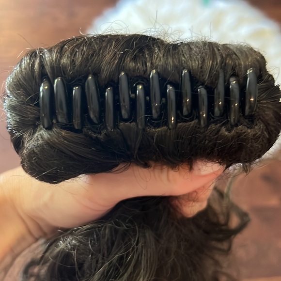 Clip on hair extensions long brown black beach waves bouncy curls or costume wig - Picture 2 of 12